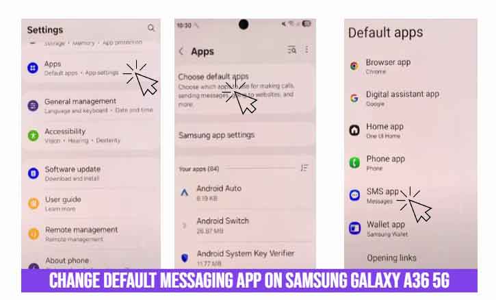 change default messaging app on samsung galaxy a36 5g