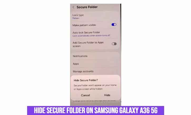 hide secure folder on samsung galaxy a36 5g