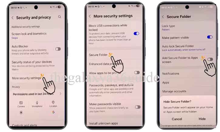 unhide secure folder on samsung galaxy a36 5g