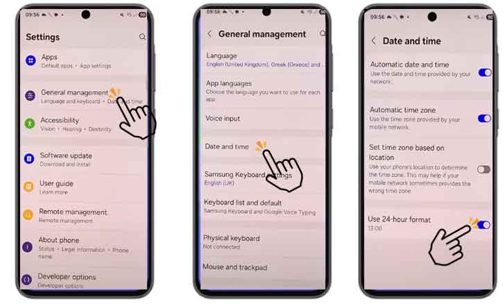 change clock format on samsung galaxy a36 5g