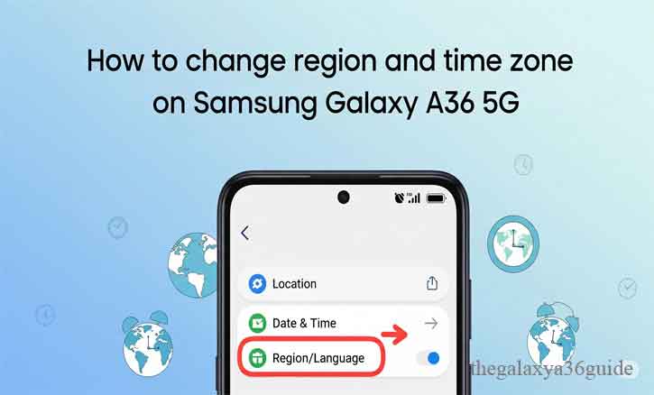 change region and time zone on samsung galaxy a36 5g