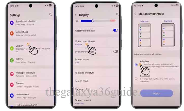 enable 120hz refresh rate on samsung galaxy a36 5g