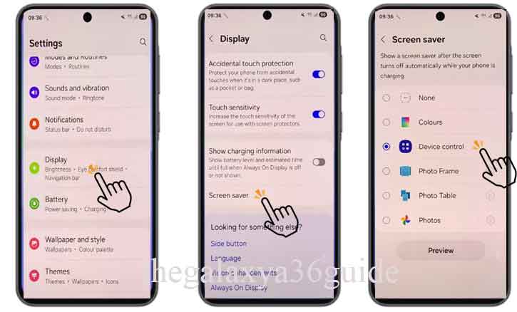 enable screen saver on samsung galaxy a36 5g