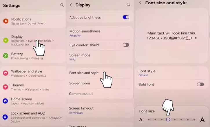 how to change font style on samsung galaxy a36 5g