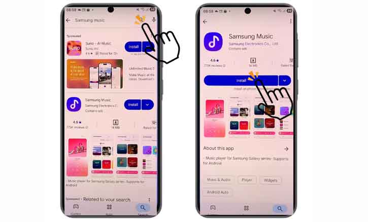 install samsung music on samsung galaxy a36 5g