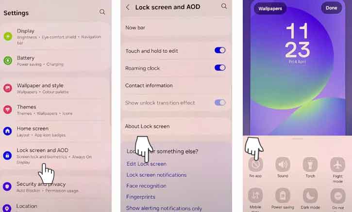 remove lock screen shortcuts on samsung galaxy a36 5g