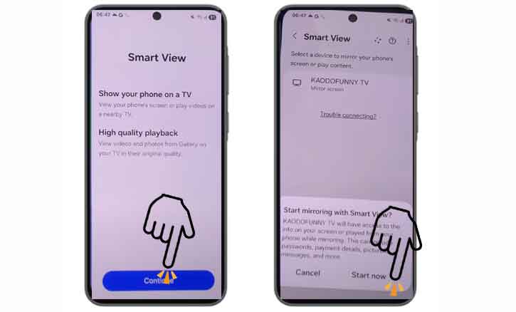 screen mirror samsung galaxy a36 5g to any smart tv using smart view