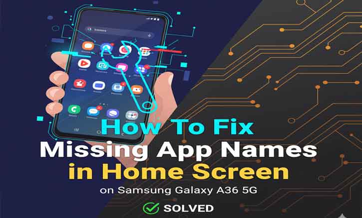 how to fix missing app names in home screen on samsung galaxy a36 5g